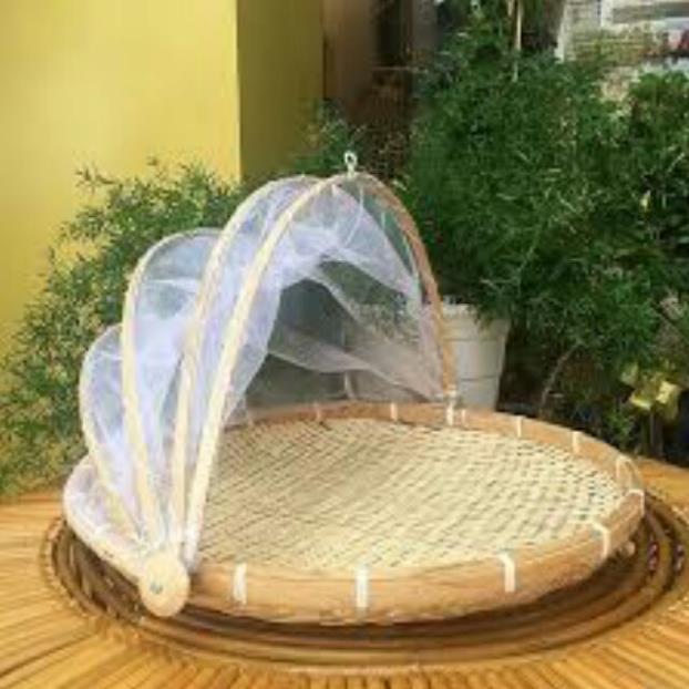 (Size 45cm) Mẹt tre lồng bàn để món ăn chán ruồi