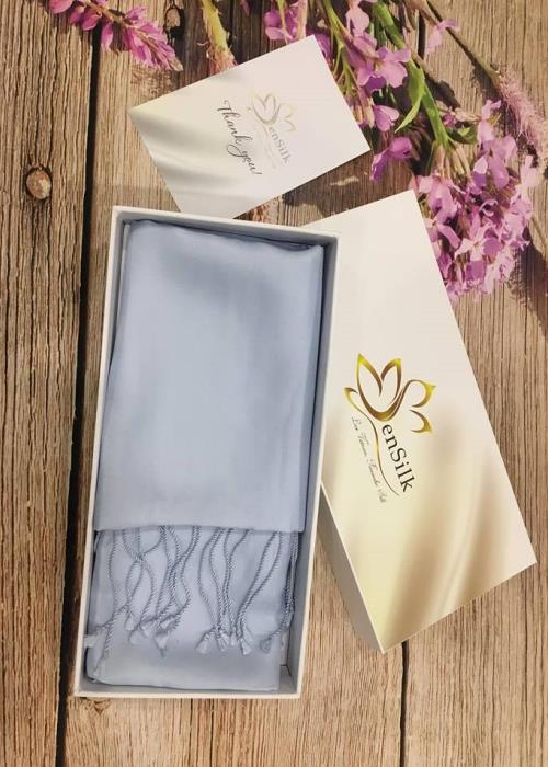 Khăn Lụa Thời Trang SenSilk (Xanh) - Quà Tặng Đối Tác - 100% Silk Gift, Khăn Lụa Tơ Tằm Bảo Lộc, Khăn Lụa Cao Cấp