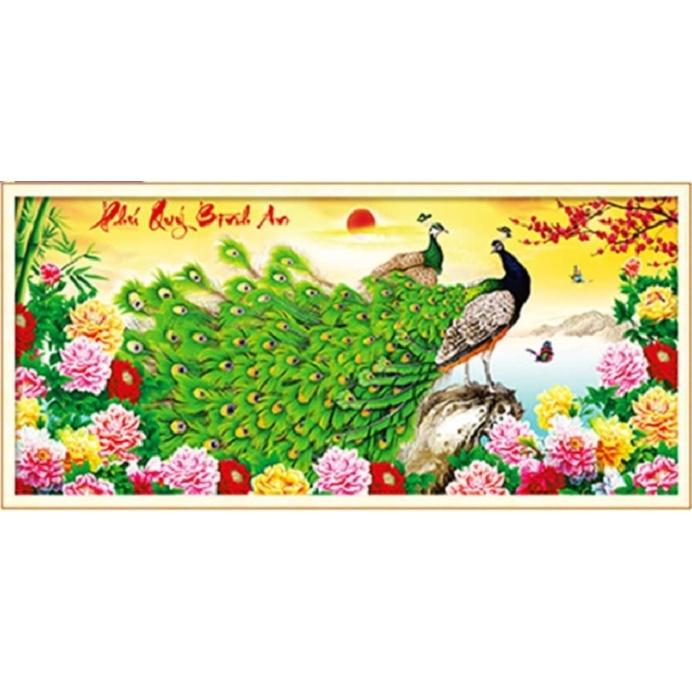 Tranh thêu chữ thập Phú quý bình an LV3137