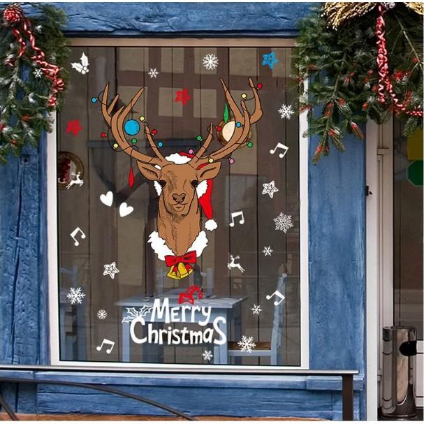 Decal trang trí tường Noel - Đầu Nai Noel