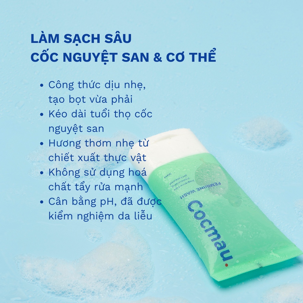 Dung dịch vệ sinh Cocmau Feminine Wash - Làm sạch dịu nhẹ cốc nguyệt san silicone - 50ml - Cân bằng pH