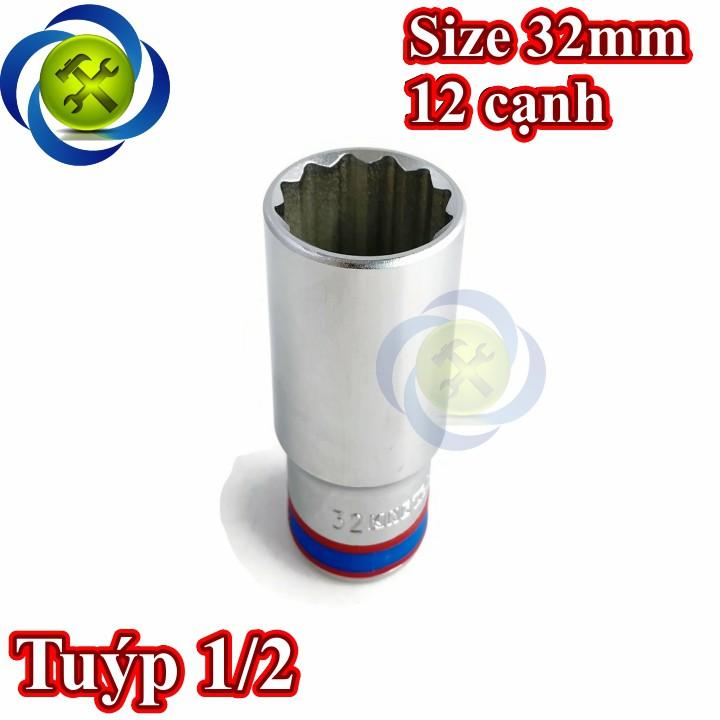 Tuýp 32mm 1/2 Kingtony 423032M loại dài 12 cạnh màu trắng