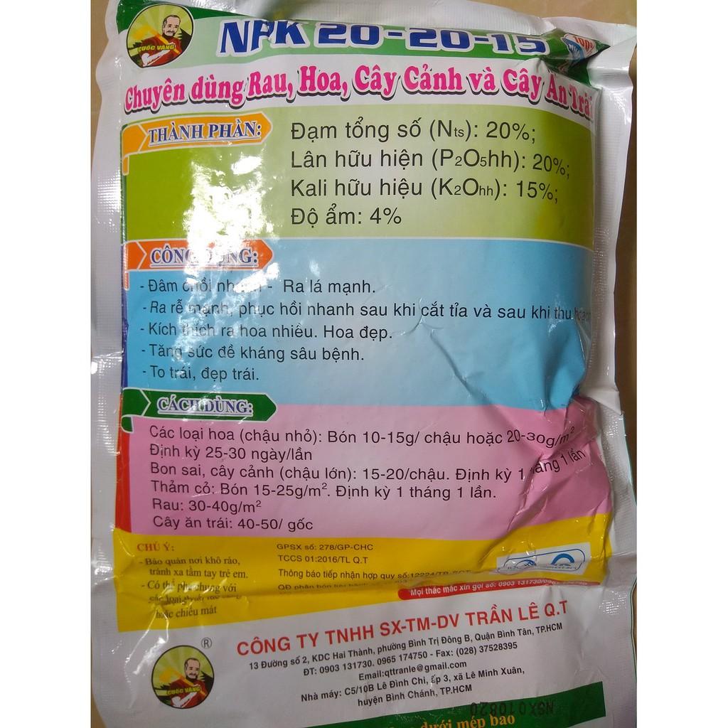 Phân bón NPK 20-20-15 dùng cho hoa, cây cảnh, rau màu, cây ăn trái - gói 1 kg BIOMAX