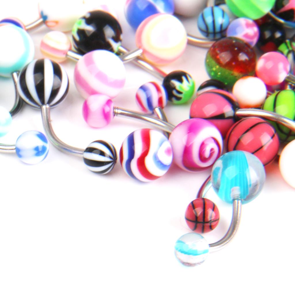 Lot 50Pcs Stainless Steel Ball Bar Ear Studs Navel Button Ring Body Piercing