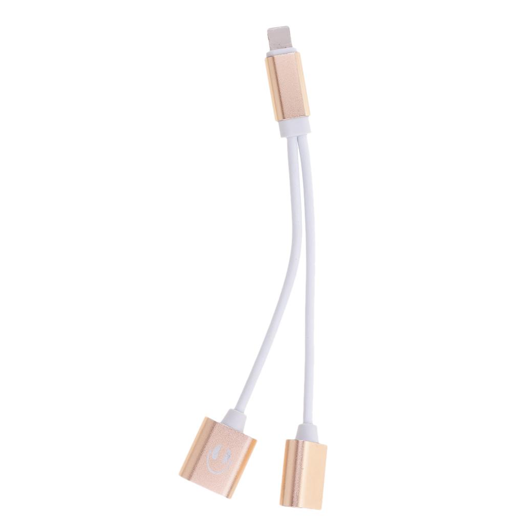 2 X Headphones Jack Charger & Audio Splitter Adapter for +Gold