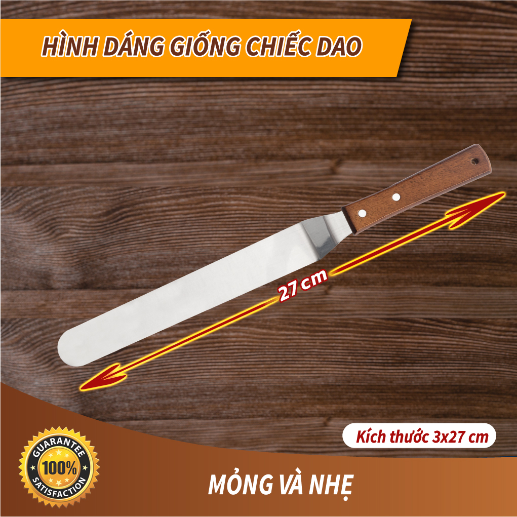 Dao Chà Láng Bánh/ Dao Lấy Bánh, Xẻng Phết Bánh Kem Spatula Model BS. Có 4 Kích Thước, Chất Liệu Inox Cao Cấp, Tay Cầm Gỗ, Siêu Nhẹ. Hàng Nhập Khẩu Chính Hãng Thái Lan