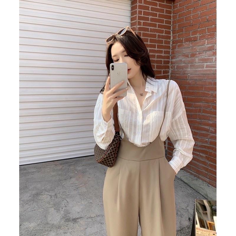 Quần yếm dài 2 dây ống suông kiểu dáng ulzzang Hàn quốc, quần yếm ống rộng