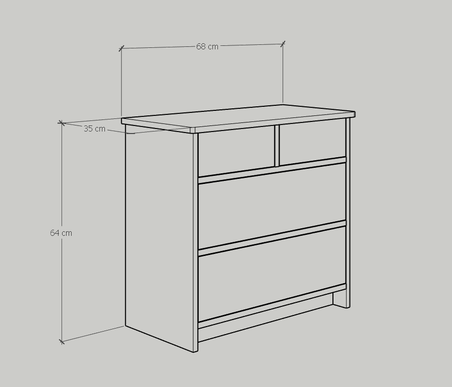 [Happy Home Furniture] NOMIA , Tủ lưu trữ 3 tầng - 4 ngăn kéo , 68cm x 35cm x 64cm ( DxRxC), THK_067