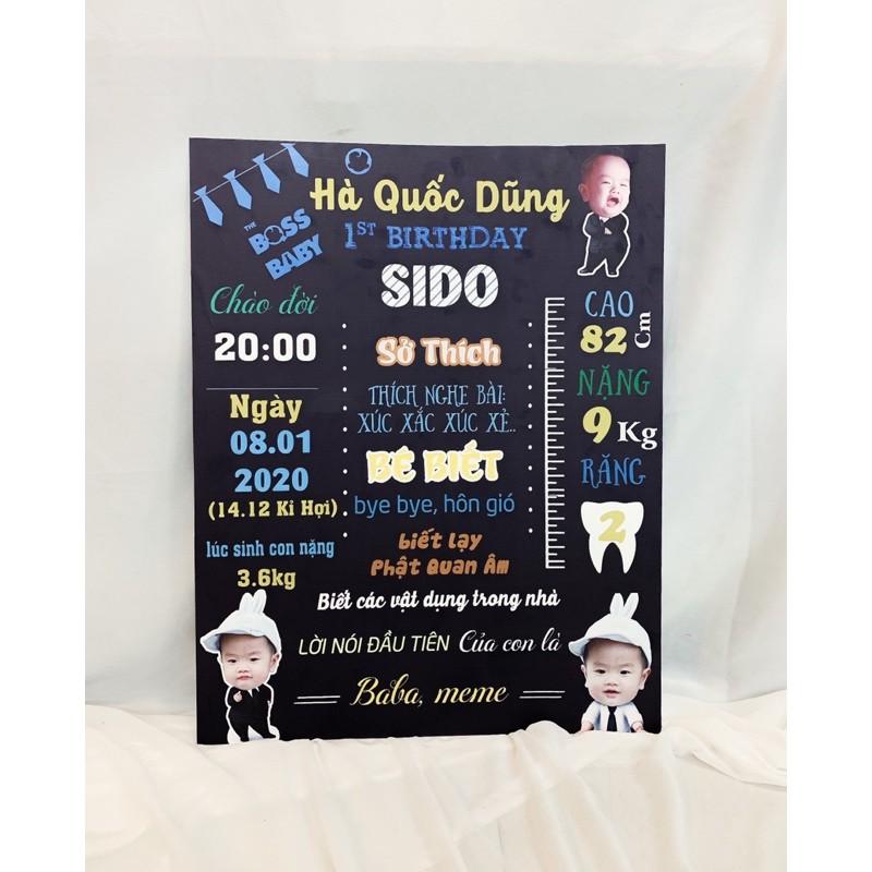 Bảng chalkboard thông tin bé theo yêu cầu