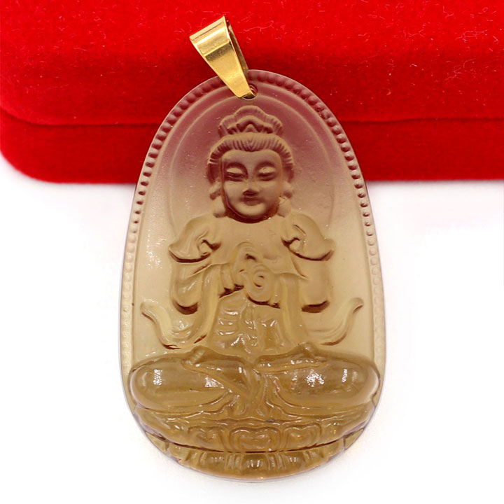 Mặt Dây Chuyền Phật Đại Nhật Như Lai Đá Obsidian Size Nhỏ 3.6cm & Size Lớn 5cm - Tặng Kèm Móc Inox - Phong Thủy 868 - May Mắn - Bình An