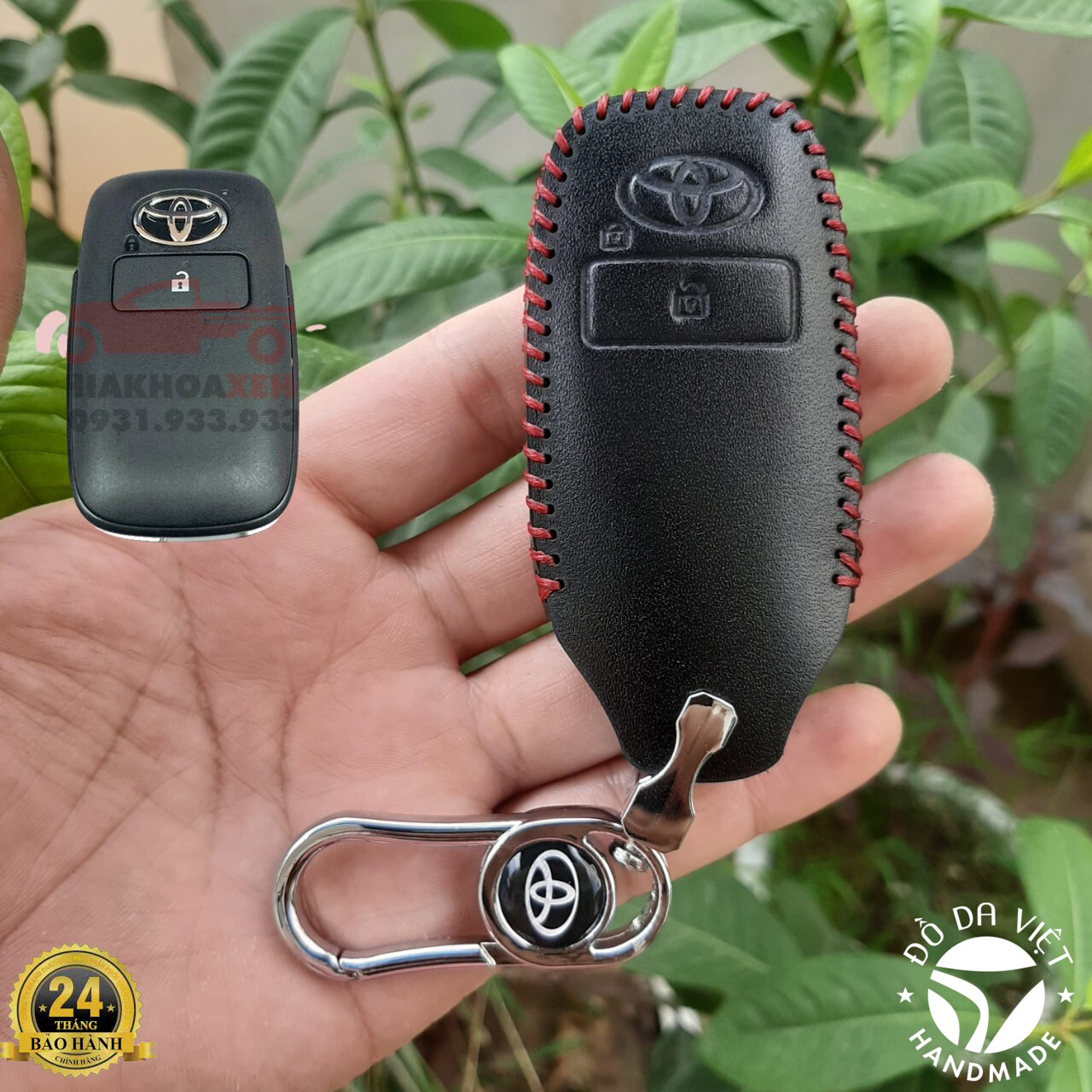 Bao da chìa khoá ô tô TOYOTA Raize, Veloz, AVANZA 2021- 2022 da thật cao câp, bảo hành 2 năm về da, có khắc tên và sđt