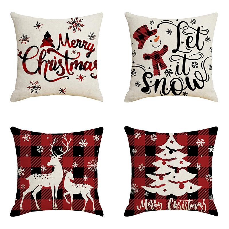 4PCS Gối Giáng sinh đệm gối bìa Sofa Phòng khách Vỏ gối