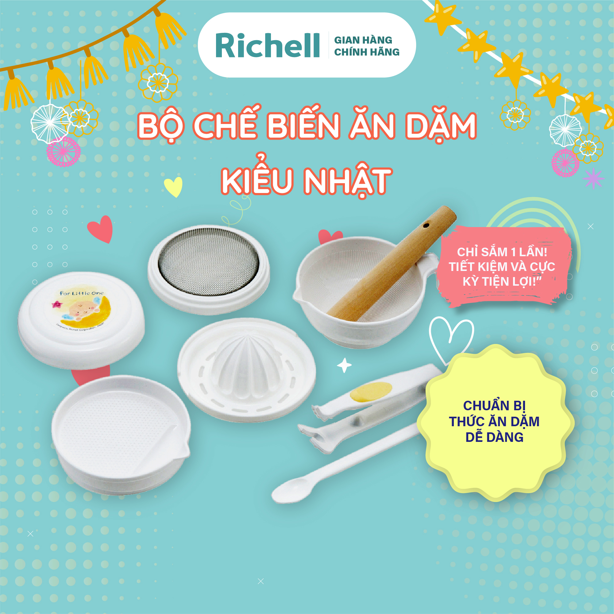 Bộ chế biến ăn dặm kiểu Nhật Richell Nhật Bản | Baby