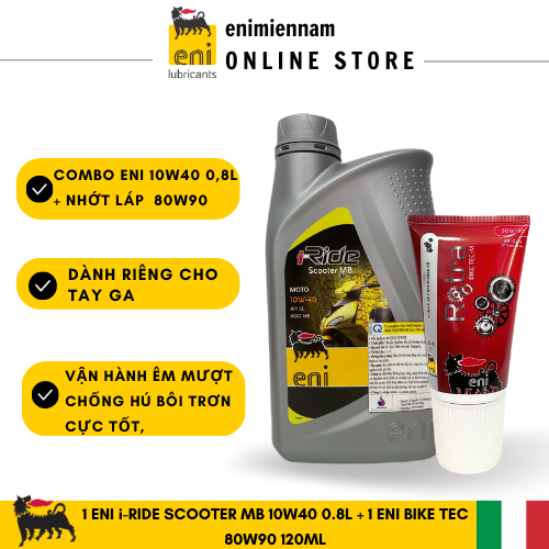 Combo Eni Scooter 10W40 0.8L + Nhớt Láp 80W90 120ML