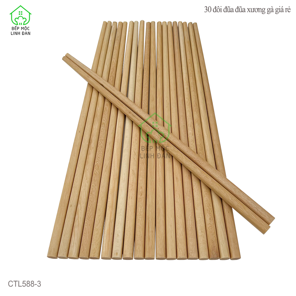 Combo 30 Đôi Đũa Gỗ Xương Gà Giá Rẻ HAHANCO Phù Hợp Cho Các Quán Ăn - CTL588-3