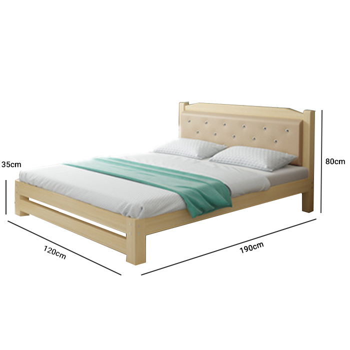 Giường Gỗ Thông Hiện đại 120cm Tựa lưng đệm Da cao cấp - Giường Gỗ Thông Cao cấp trang trí sang trọng GUT013 Giao màu ngẫu nhiên