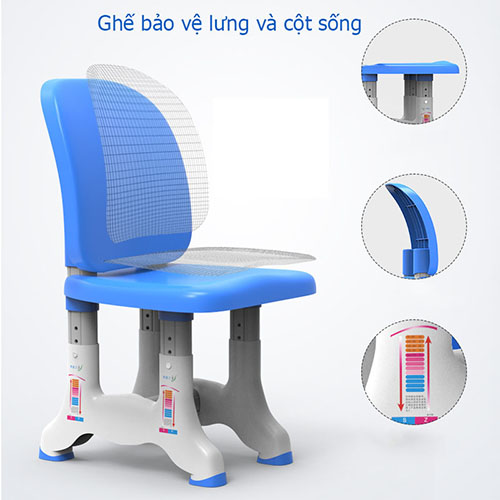 Combo Bàn ghế chống gù chống cận và đèn không dây 3 chế độ - Bàn ghế chỉnh độ cao - mặt bàn phủ chống lóa - nghiêng 45-60 độ để viết vẽ