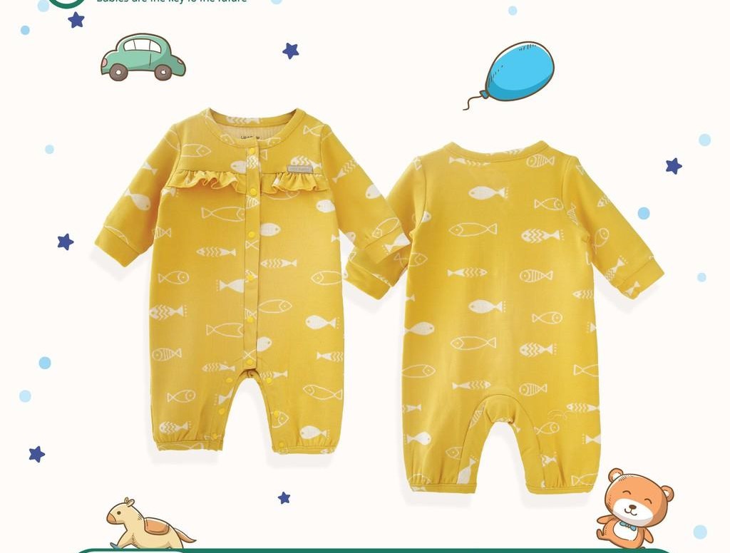 Bộ Body cúc giữa họa tiết cá từ 0-3m