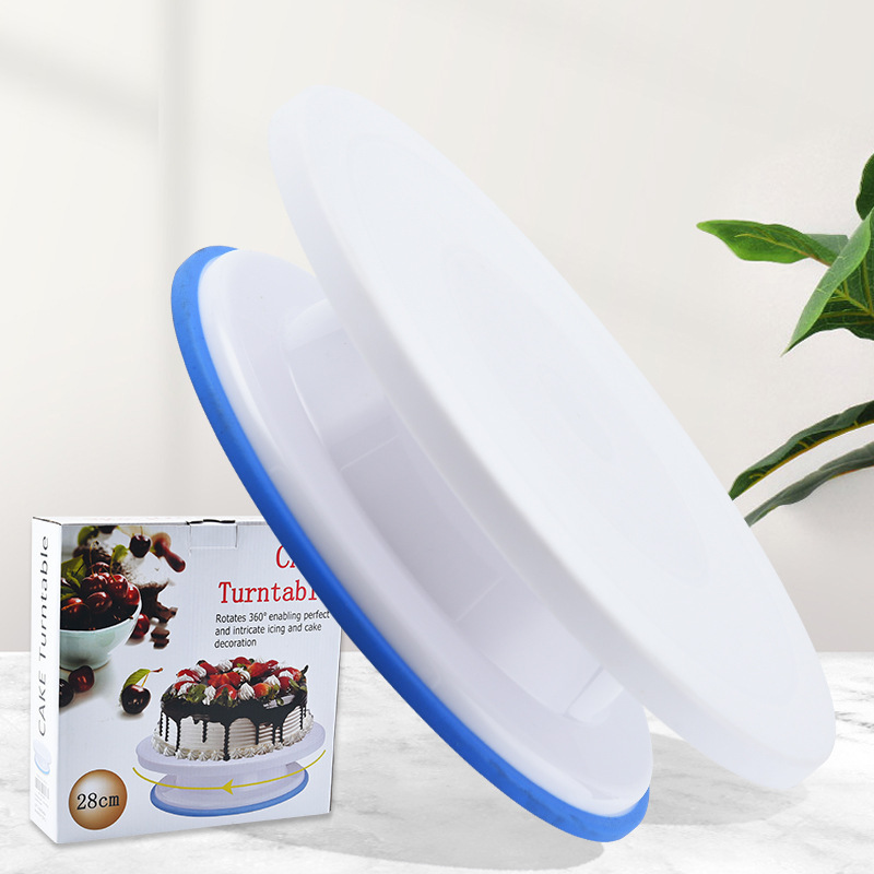 Bàn xoay bánh kem nhựa cao cấp chống trượt đế silicon ( 28cm có hộp)