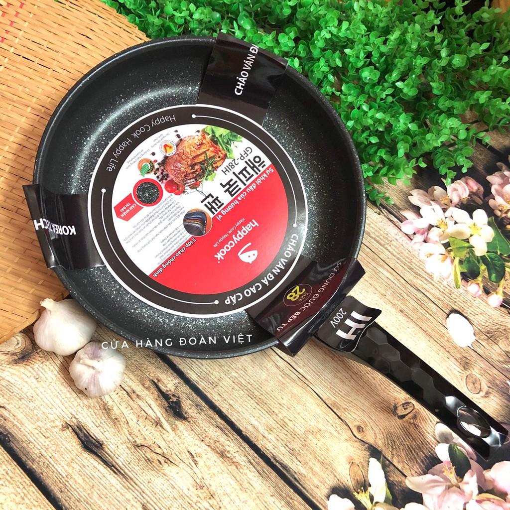 Chảo HAPPYCOOK CHỐNG DÍNH công nghệ VÂN ĐÁ HÀN QUỐC KOREA CAO CẤP. Dùng các loại bếp và BẾP TỪ