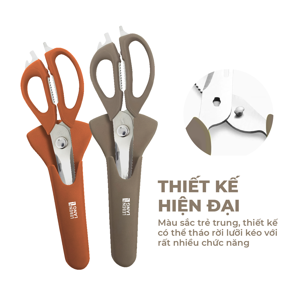 Kéo nhà bếp đa năng Lebenlang LBL1958 inox 304 kèm bao đựng nam châm tiện lợi - hàng chính hãng