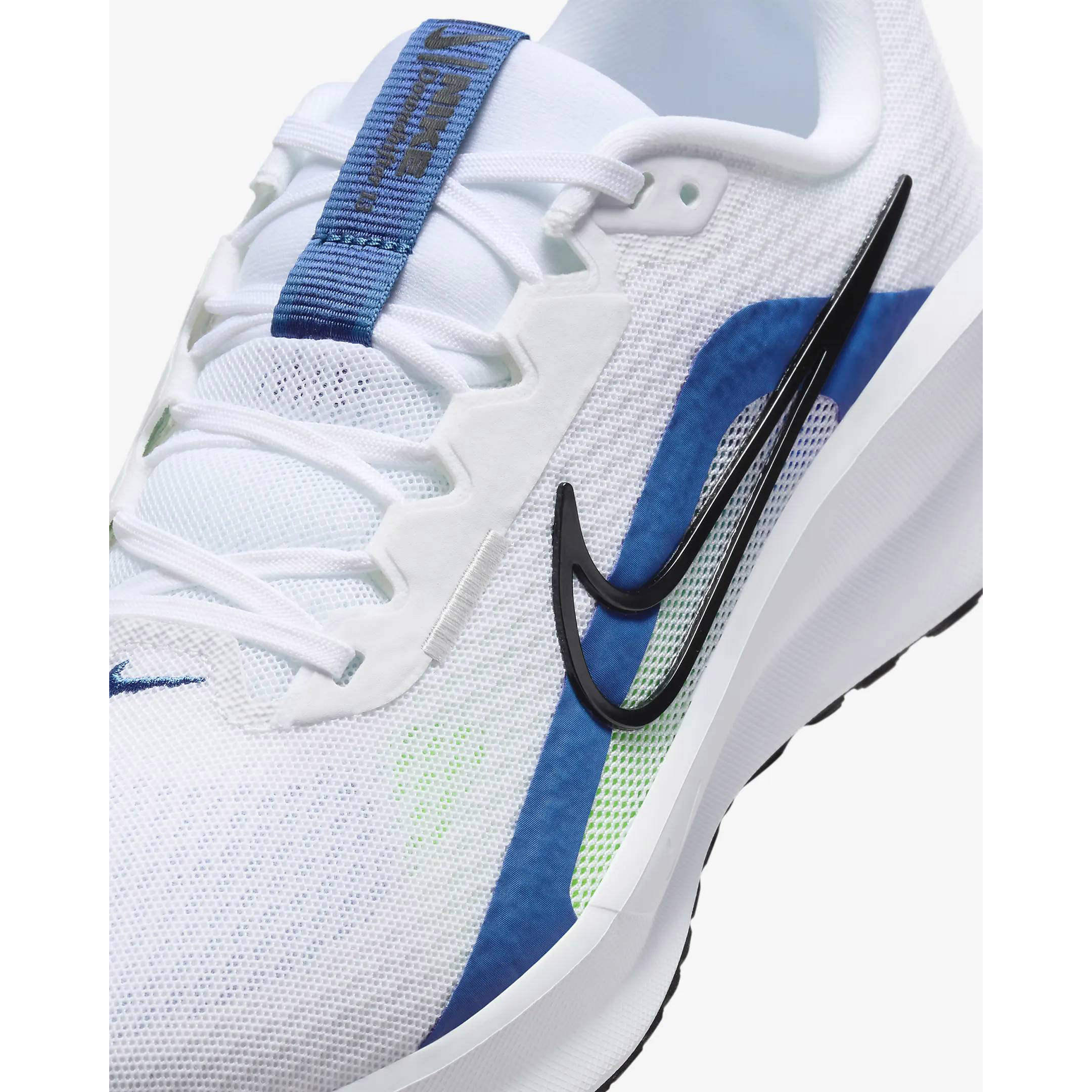 Giày chạy bộ nam NIKE DOWNSHIFTER 13 - WHITE/BLACK-STAR BLUE-GREEN STRIKE - 8 US