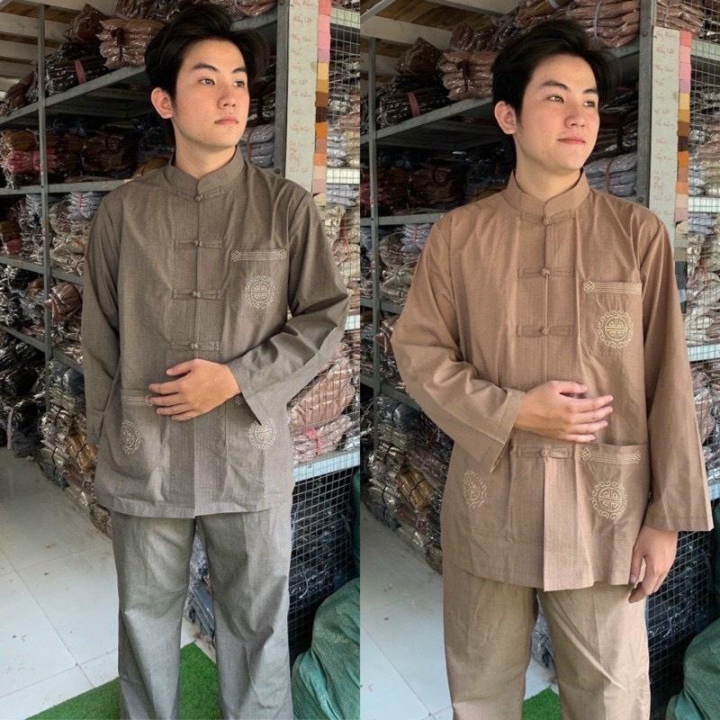 ĐỒ LAM ĐI CHÙA  Lãnh Tụ Thêu Túi Tay Dài