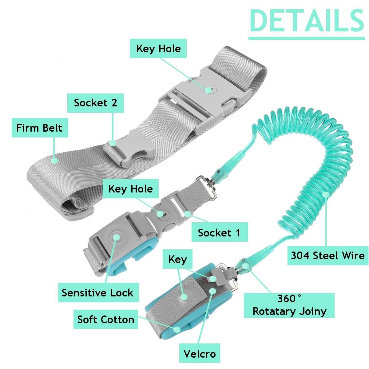 Trẻ Em Chống Lạc Cổ Tay Và Eo 1.5/2/2.5M Dây Đeo Dây Tập Đi Dây Xích Từ An Toàn Ngoài Trời Đi Bộ Dây Đai Dây Đeo Tay