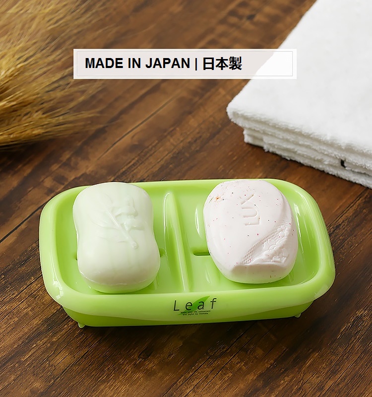 Khay đựng xà bông đôi Leaf sản xuất Inomata, làm từ nhựa PP cao cấp kháng khuẩn an toàn và bền đẹp - nội địa Nhật Bản