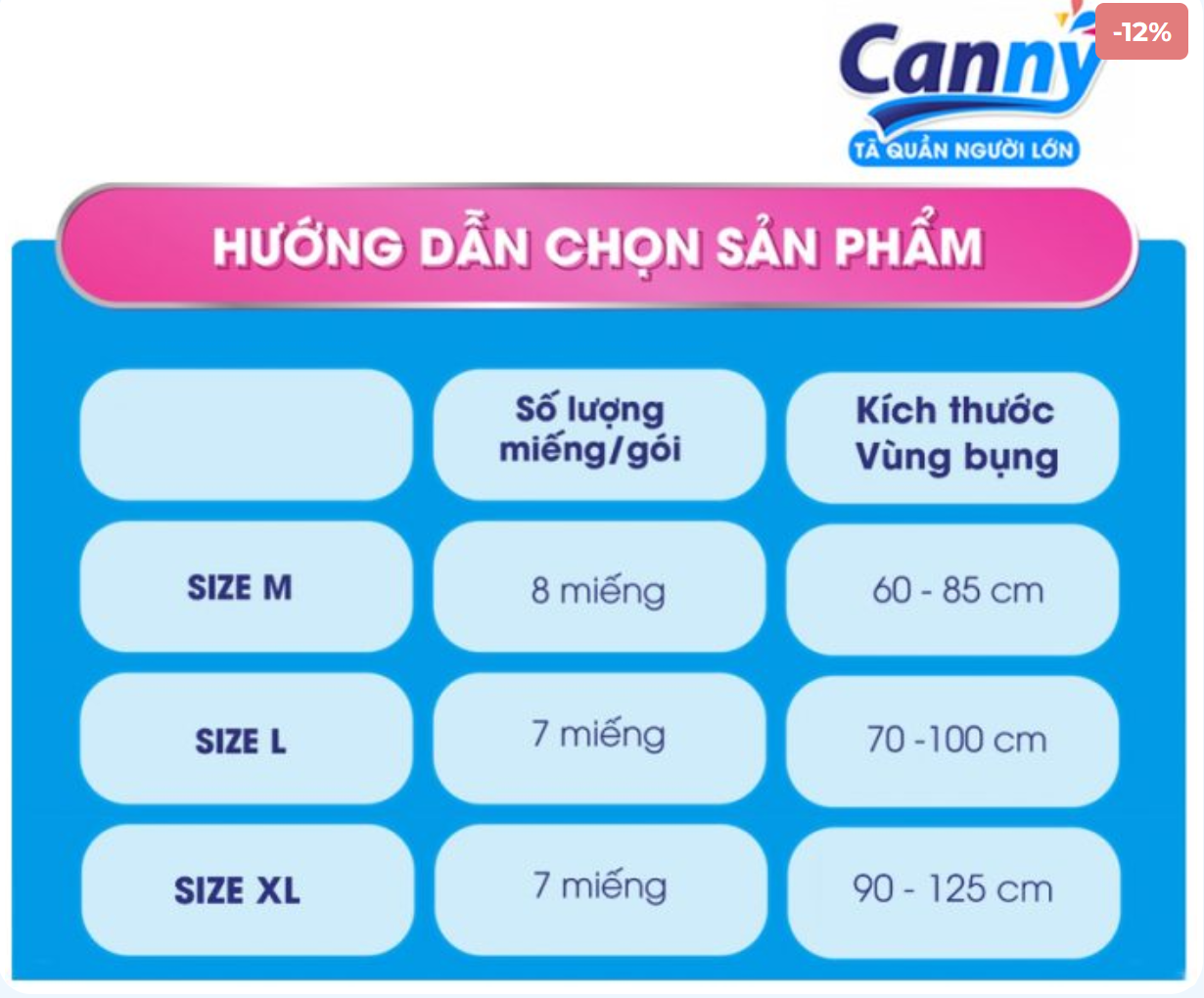 Tã quần người lớn Canny size L 7 miếng