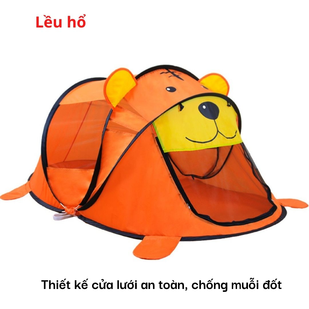 [Có sẵn] Lều Trẻ Em Tự Bung Hình Gấu Hổ Cho Bé Trai Và Gái Chơi Trong Nhà, Lều Ngủ Cho Bé Mẫu Mới