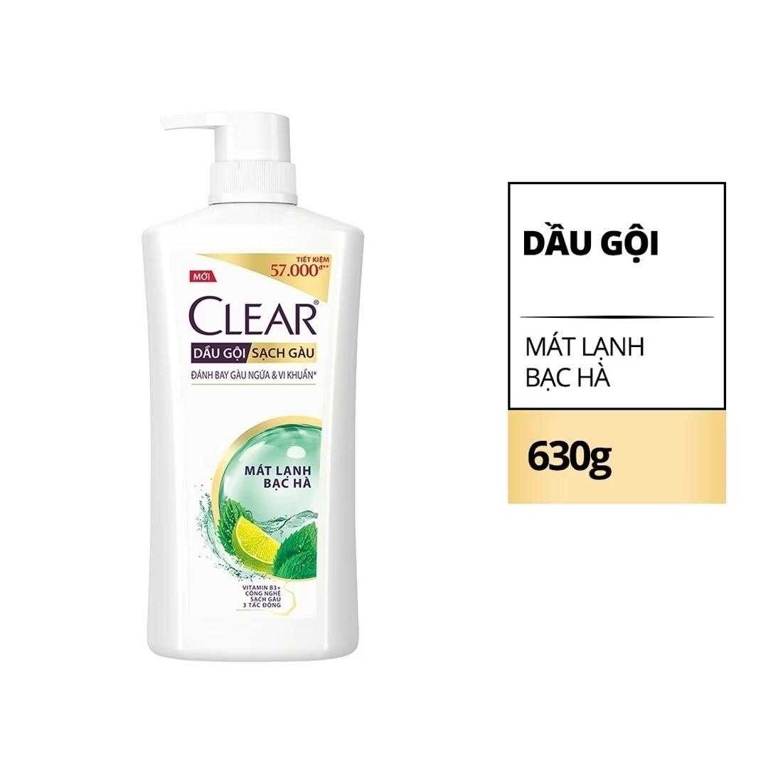 Dầu Gội Sạch Gàu Clear Mát Lạnh Bạc Hà 630g (612ml)