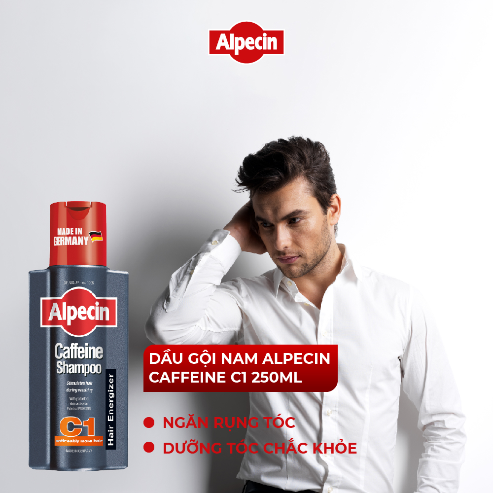 Dầu gội Caffeine Alpecin ngăn rụng tóc, giảm gàu, kích thích tóc mọc chắc khỏe, cho nam