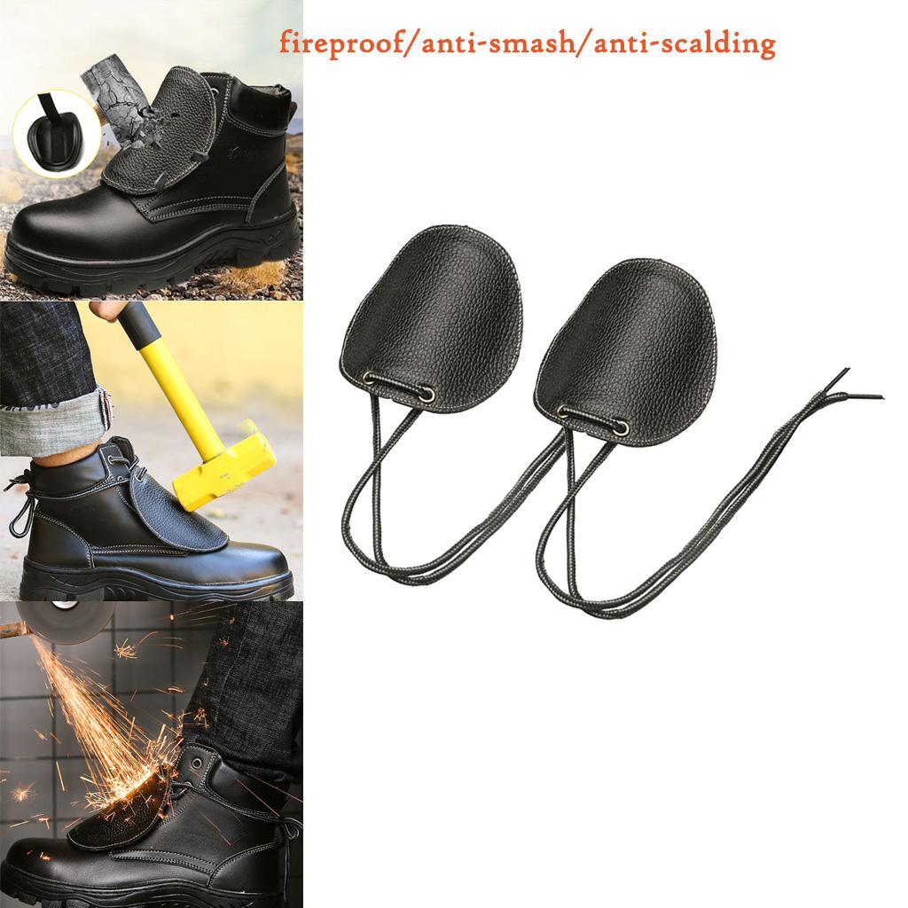 2 Pairs Of Work Shoes Steel Toe PU Leather Overshoe For Construction Worker Factory Worker, Black