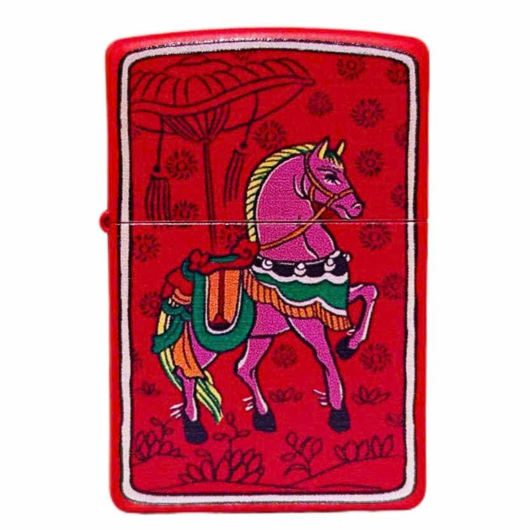 Bật lửa Zippo Year of the Horse - Phiên Bản 12 Con Giáp (Tuổi Ngọ) Thiết Kế Việt Nam, Sơn Tĩnh Điện Đỏ May Mắn Chính Hãng