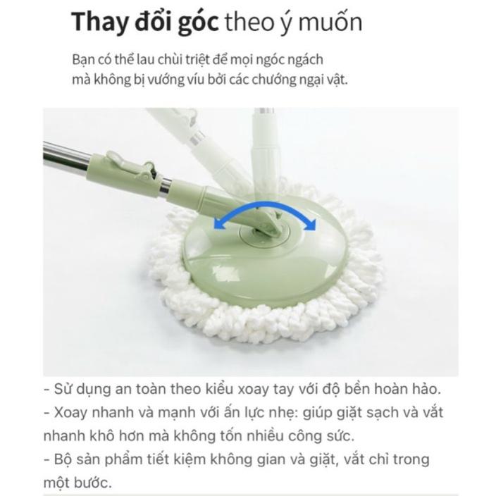 Bộ Cây Lau Nhà Mini Cao Cấp Tiện Lợi Màu Mint Kèm 2 Bông Lau ETM 498MIT ( cam kết hàng chính hãng, y hình)