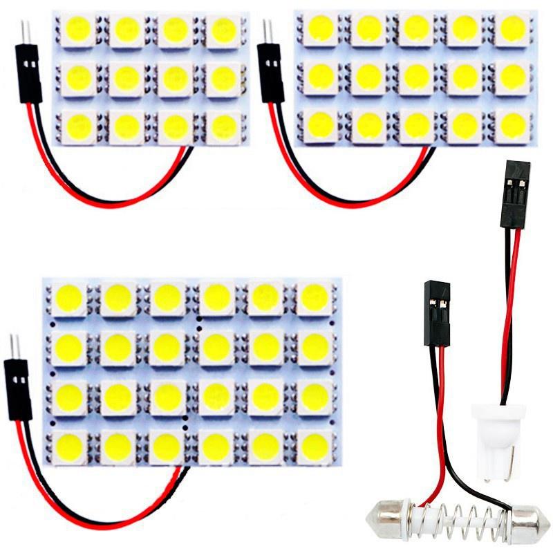 1 Bóng Đèn LED T10 5050 6 9 12 15 24 36 48 LED SMD Gắn Trần Xe Hơi