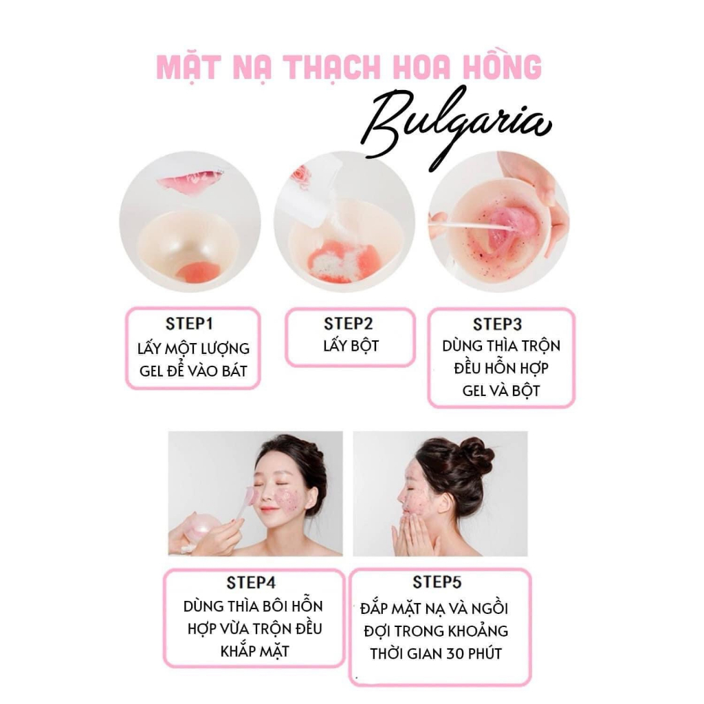 Mặt nạ Bulgaria Rose Spa Modeling 1kg, dưỡng trắng, cấp ẩm, căng bóng, chống lão hóa da