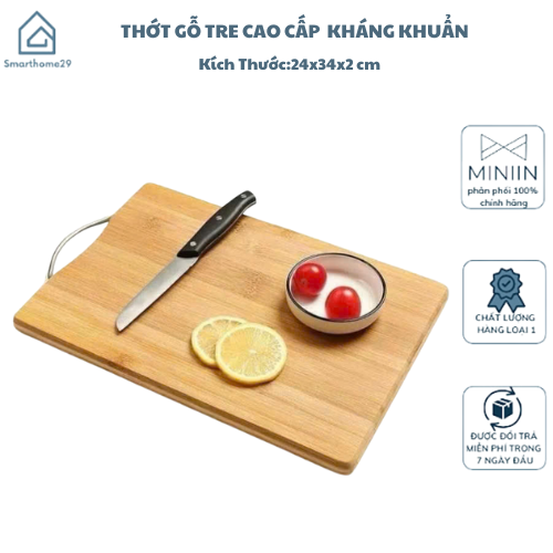 Thớt Gỗ Tre BAMBOO Cao Cấp Kháng Khuẩn, Chống Nấm Mốc - An Toàn Cho Gia Đình - HÀNG CHÍNH HÃNG MINIIN