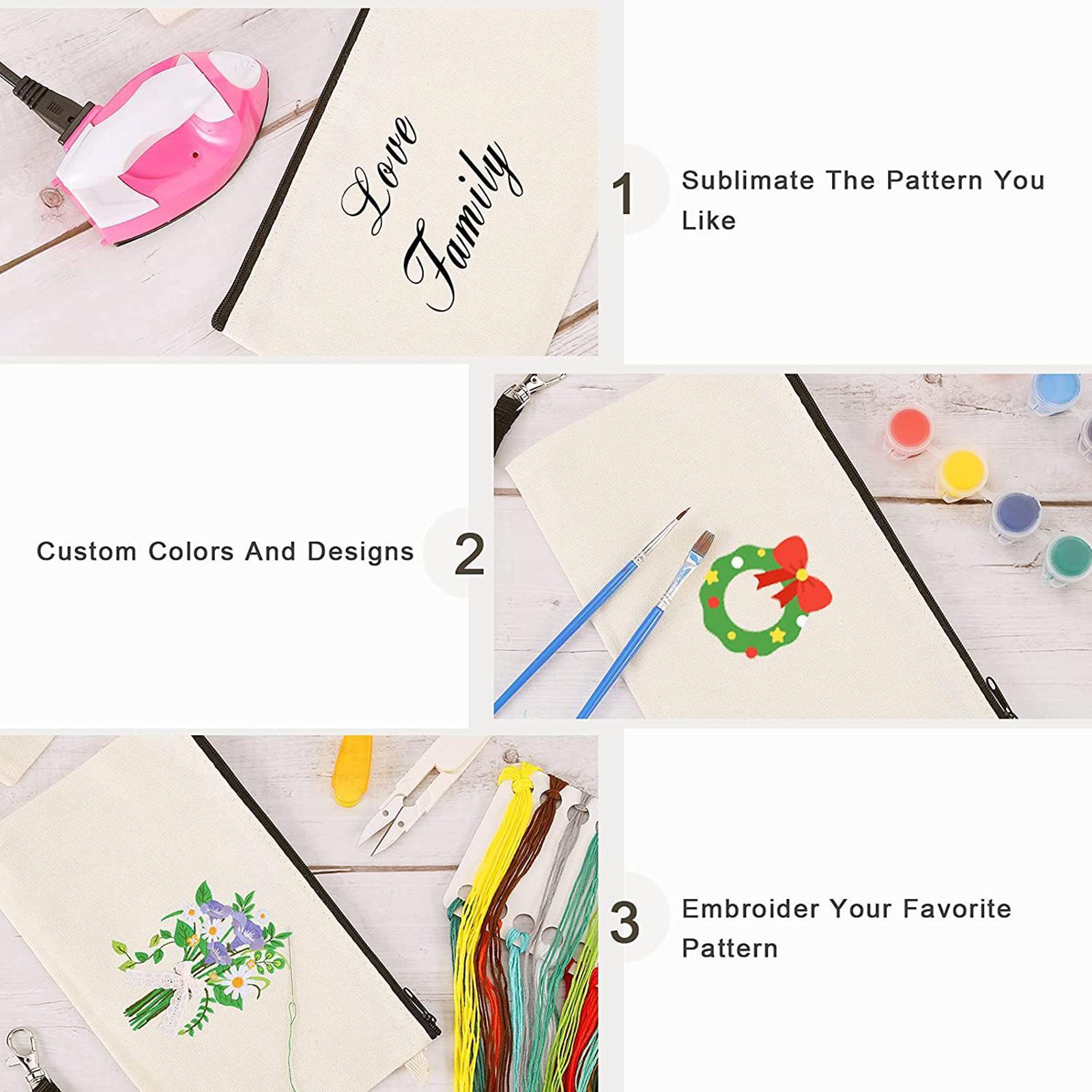 10Pcs Blank Pencil Bags Heat Transfer Cosmetic Bags Makeup Bags Children DIY