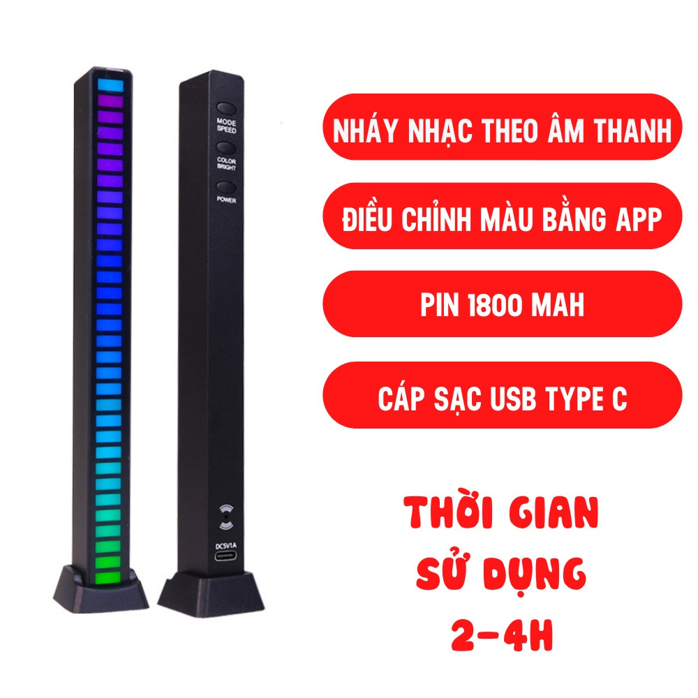 Thanh Đèn Led RGB Nháy Theo Nhạc, Cảm Ứng Âm Thanh Bar-Light,Led Trang Trí Trên Máy Tính, DECOR phòng,ôtô