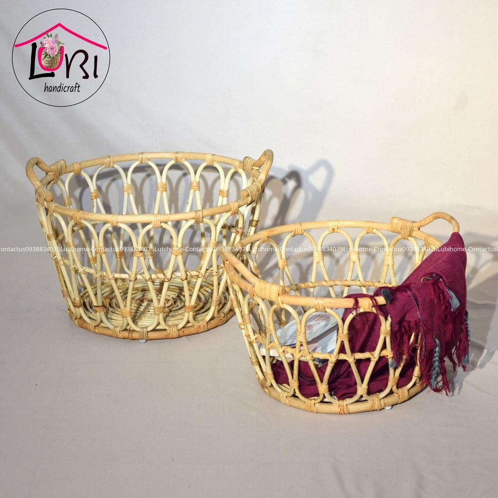 Sọt mây đựng đồ hình tròn bộ 3 côn đáy - sang trọng, tinh tế