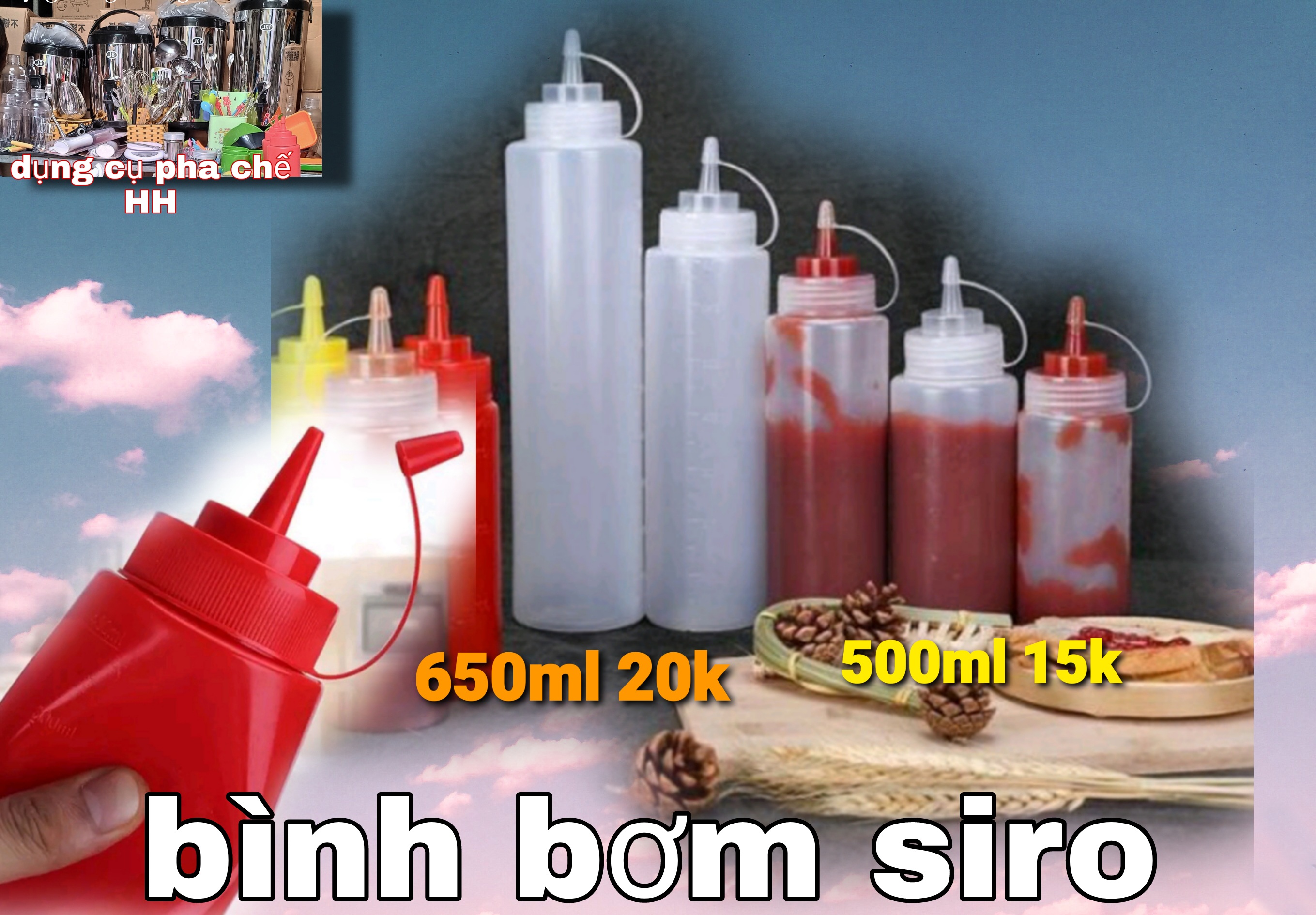 SALE GIÁ SỈ TẠI XƯỞNG Bình lọ chai nhựa đựng nước sốtn650ml siêu tiện dụng