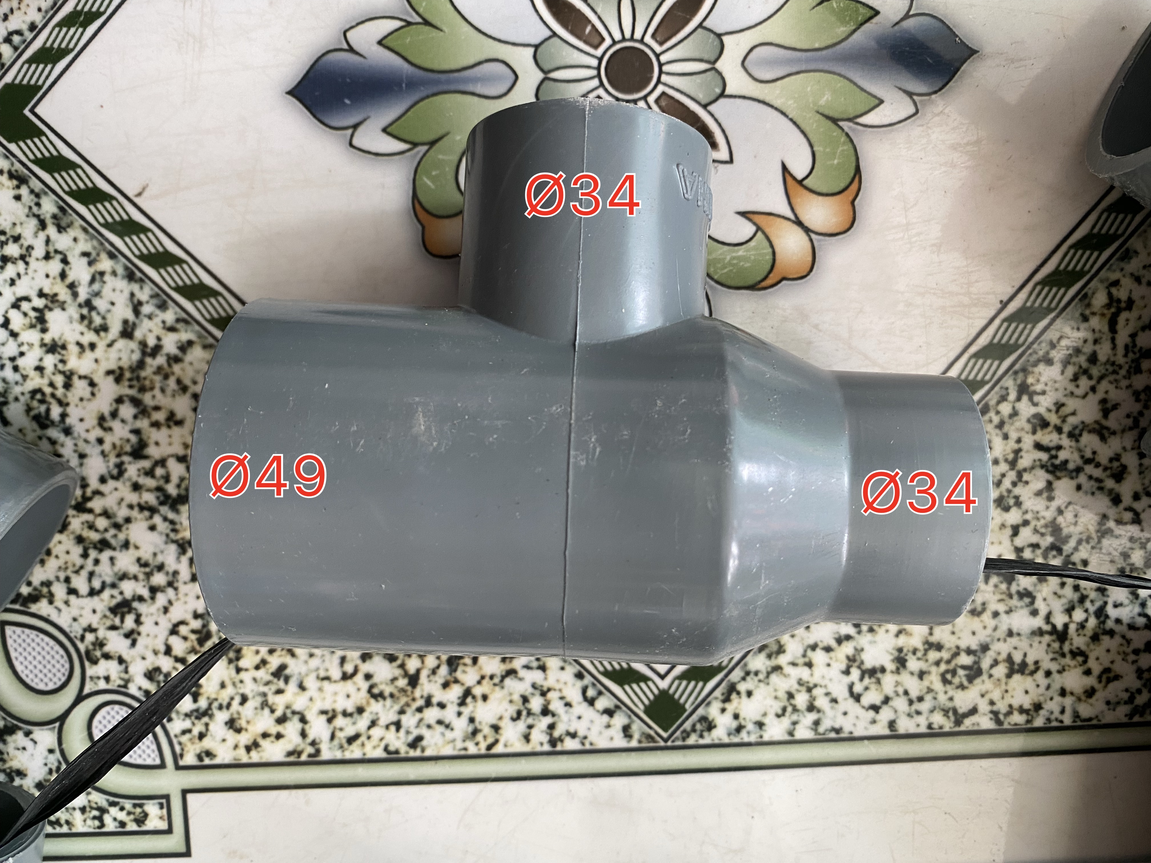 Tê giếng, tê tầng nhựa Công Nha 49/34/34