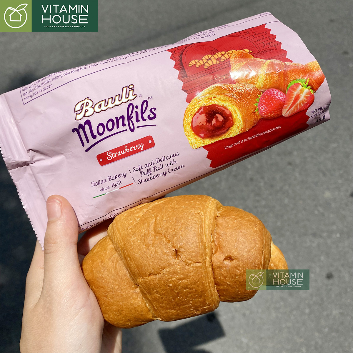 Combo 4 Bánh Sừng Bò Bauli Moonfils vị Dâu 45g