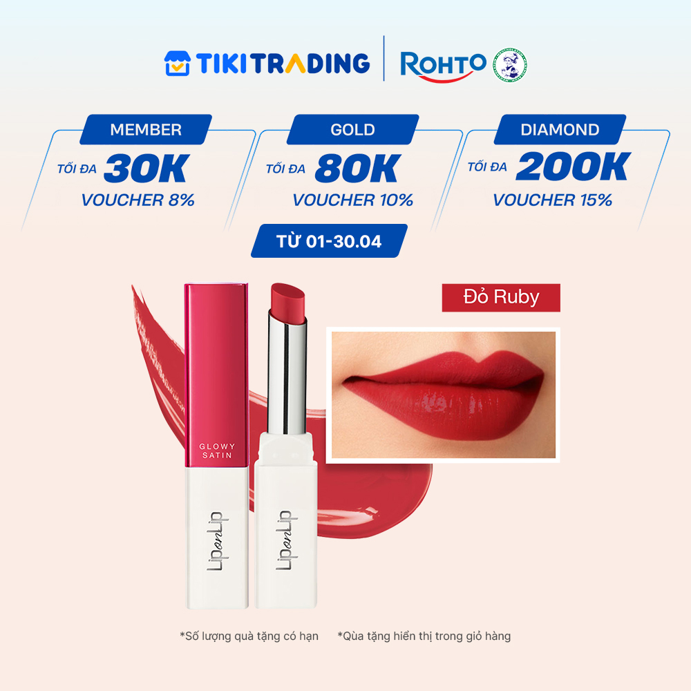 Son thỏi dưỡng môi trang điểm chất son satin Lip On Lip Glowy Satin 2.2g - Ruby Star Đỏ Ruby