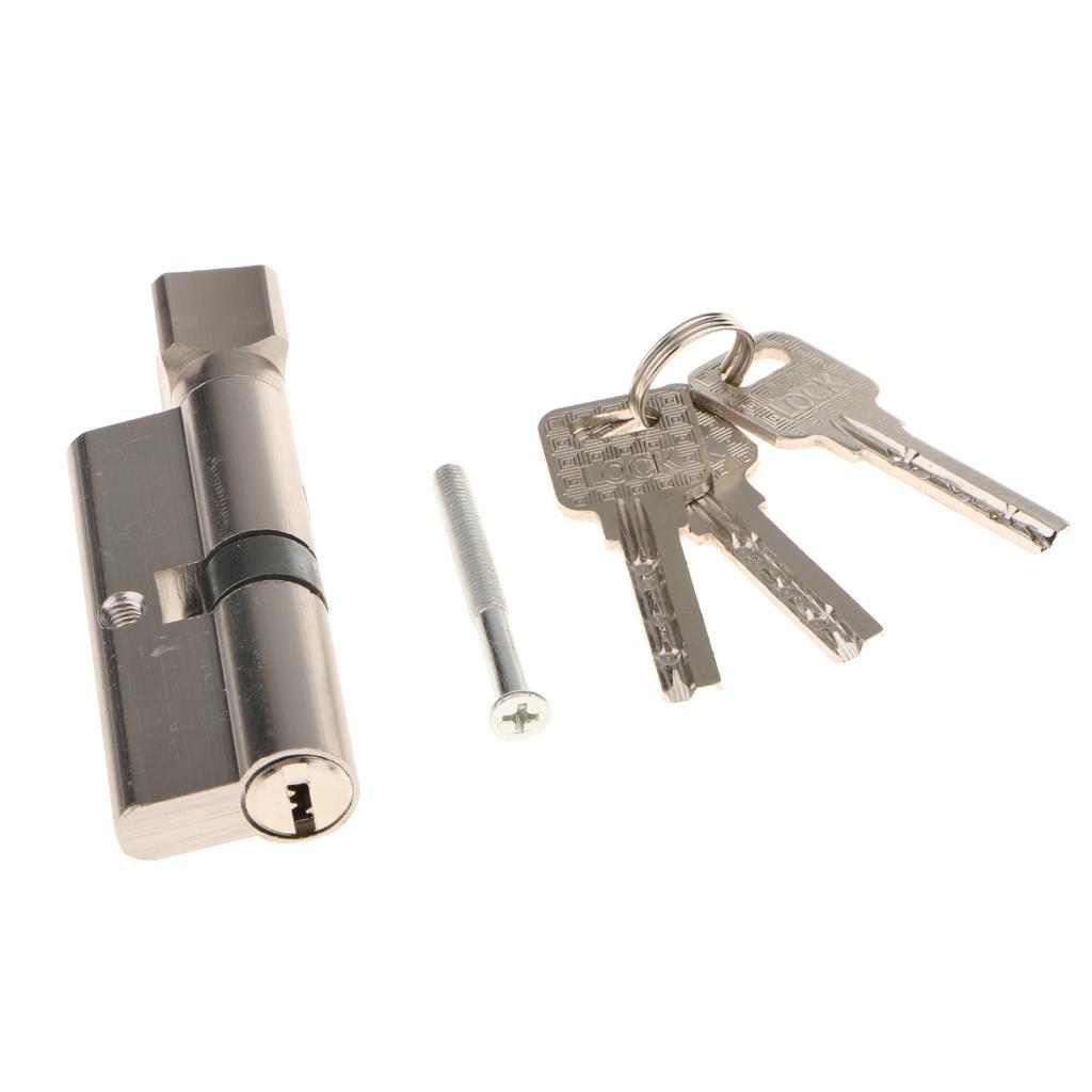 Home 3.54'' Length Silver Tone Anti-theft Security Door Lock Core With 3 Keys