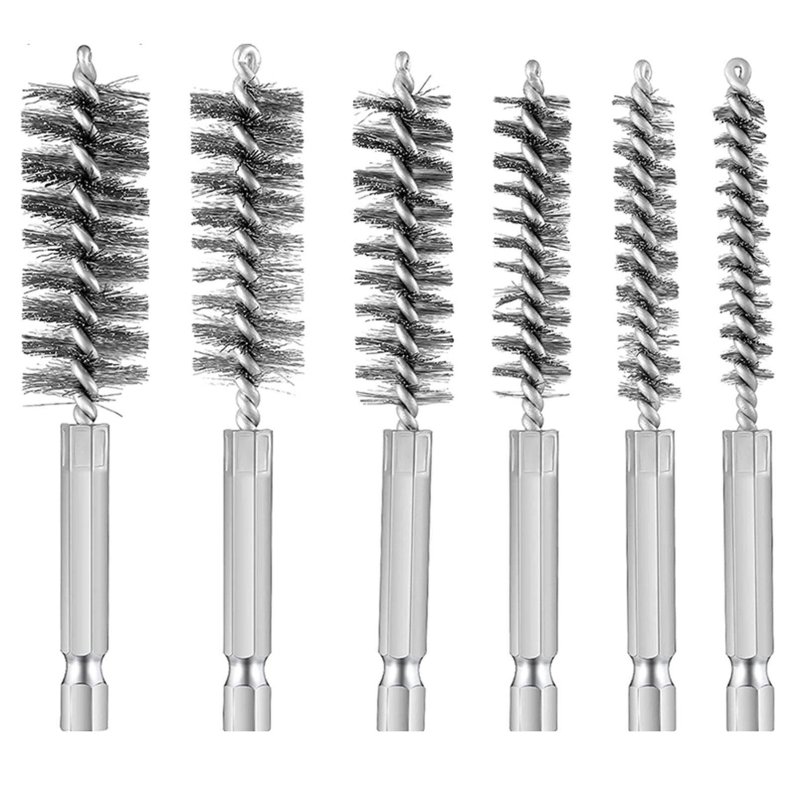 Bore Cleaning Brush 8-19mm Hex Shank Brush Twisted Wire Drill Brush for Electric Impact Drill 6PCS Cleaning Brush