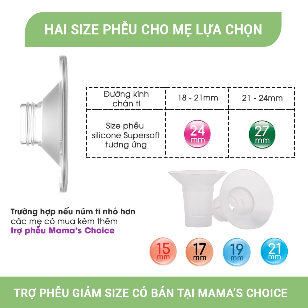 Phễu Hút Sữa Silicone Dùng Cho Máy Hút Sữa Rảnh Tay Mama’s Choice, Chất Liệu Silicone Cao Cấp và Mềm Mại
