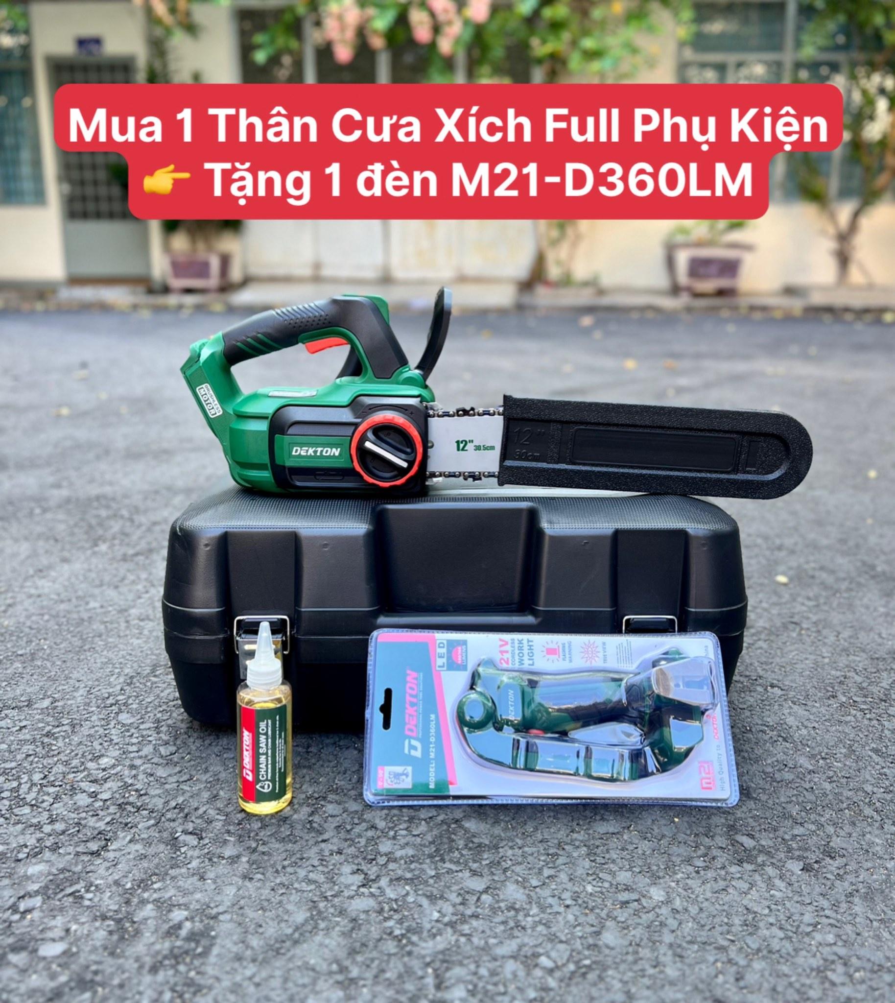COMBO Máy cưa xích dùng pin 21V Dekton M21-Cx12BL KÈM 1 PIN M21-B4000M + 1 SẠC M21-S20 DEKTON + TẶNG 1 PIN M21-B3000 - KM_T8 -HÀNG CHÍNH HÃNG